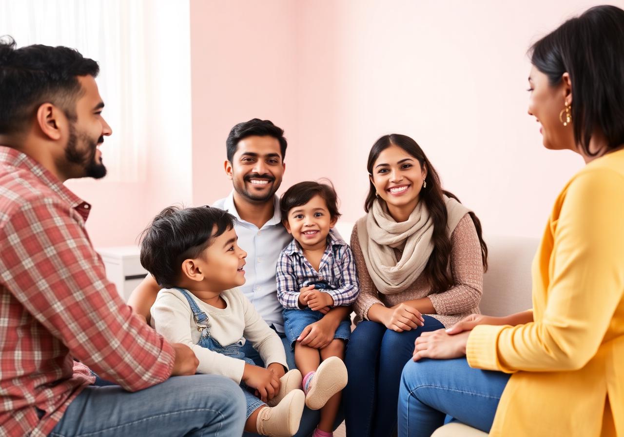 A family meeting with a counsellor at Kanavu CDC